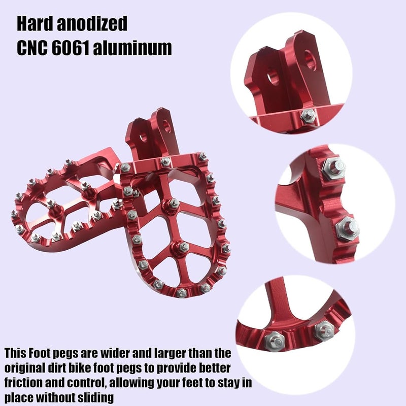 Adsspro Motorcycle CNC Aluminum Foot Pegs Rests Footpegs + Folding Gear Shifter Shift Lever for CRF150F 2003-2017 CRF230F 2003-2017 2019 Dirt Pit Bike (Red) - Image 4